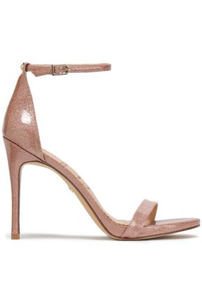 Shop Sam Edelman Woman Ariella Glittered Patent-leather Sandals Antique Rose