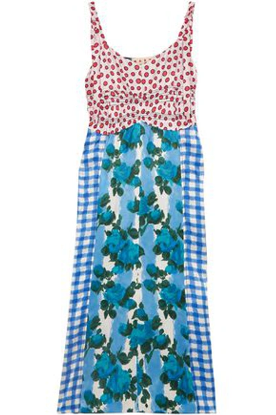 Shop Marni Woman Printed Satin Midi Dress Multicolor