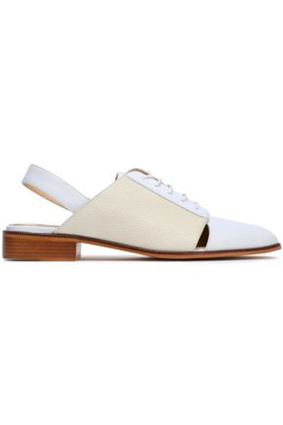 Shop Jil Sander Navy Woman Cutout Leather Slingback Brogues White