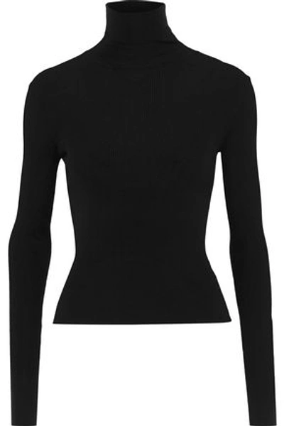 Shop Dolce & Gabbana Ribbed Cashmere And Silk-blend Turtleneck Sweater In Black