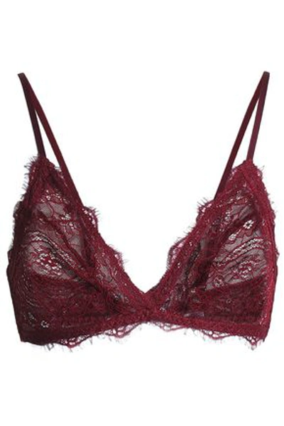 Shop Anine Bing Woman Stretch-lace Soft-cup Triangle Bra Burgundy