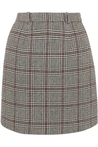 Shop Carven Woman Prince Of Wales Checked Wool-blend Mini Skirt Gray