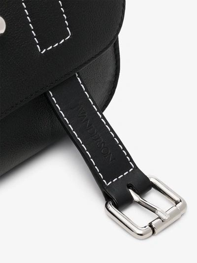 Shop Jw Anderson Black Disc Clasp Contrast Stitch Leather Crossbody Bag