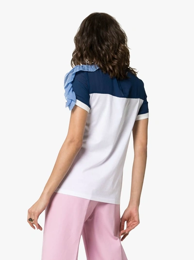 Shop Prada Ruffle Detail Crepe Panel T-shirt In F0xw0 Inchios Bianco
