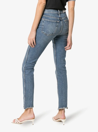 Shop Re/done Double Needle Straight Leg Jeans In Blue