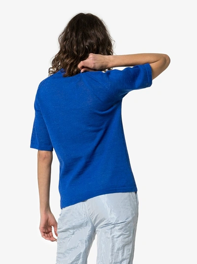 Shop Carcel Uni Short Sleeve Alpaca Wool T-shirt In Blue