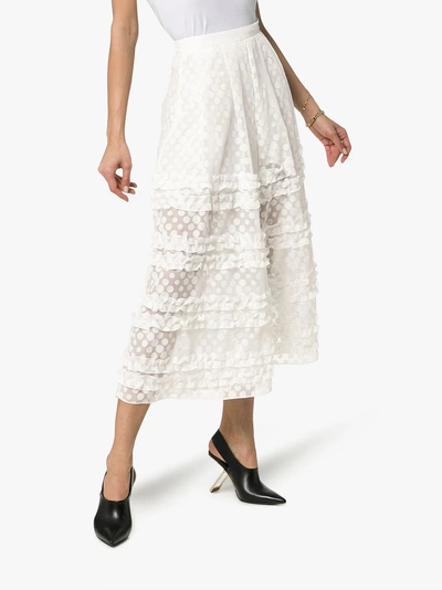 Shop Paskal Ruffle Detail Polka Dot Culotte Trousers In White