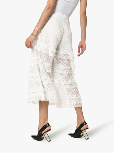 Shop Paskal Ruffle Detail Polka Dot Culotte Trousers In White