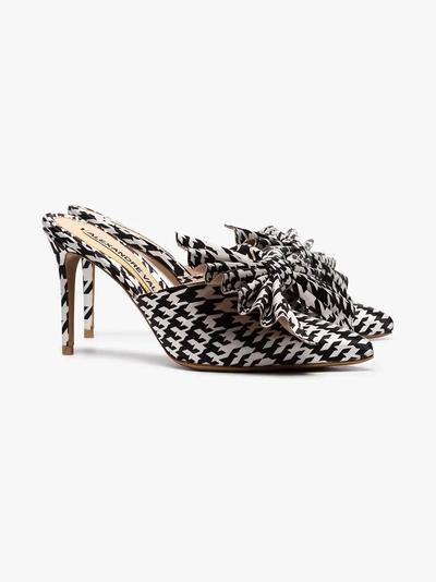 Shop Alexandre Vauthier Black And White Kate 90 Houndstooth Print Bow Embellished Mules In Black White