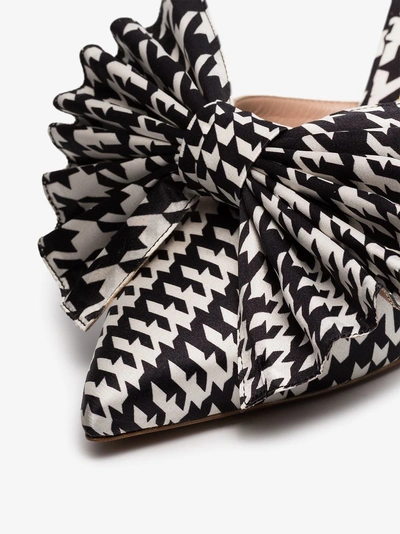 Shop Alexandre Vauthier Black And White Kate 90 Houndstooth Print Bow Embellished Mules In Black White