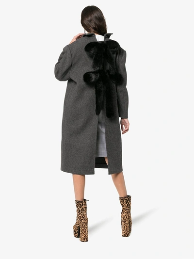 Shop Shushu-tong Shushu/tong Mid Length Faux Fur Embellished Wool Coat In Grey