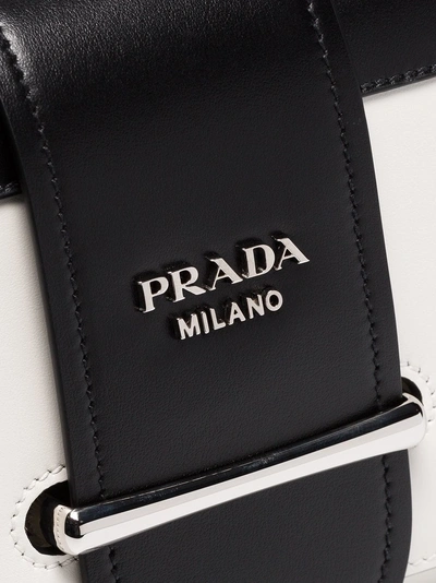 Shop Prada Black And White Manuelle Two Tone Leather Shoulder Bag In F0964 Bianco + Nero