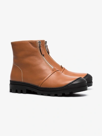 Shop Loewe Stiefeletten Mit Reissverschluss In Tan