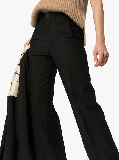 Shop Loewe Wool Straight Leg Tailored Trousers In 1100 Black