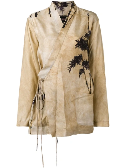 Shop Uma Wang Printed Kimono Blazer - Brown