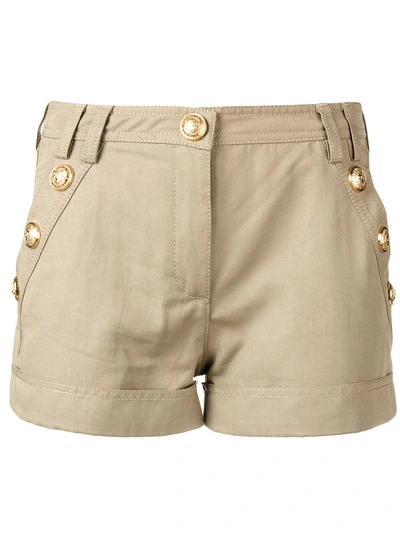 Shop Balmain Button Embellished Shorts - Neutrals