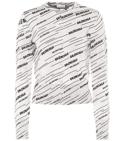 Shop Balenciaga Logo Wool-blend Cardigan In White