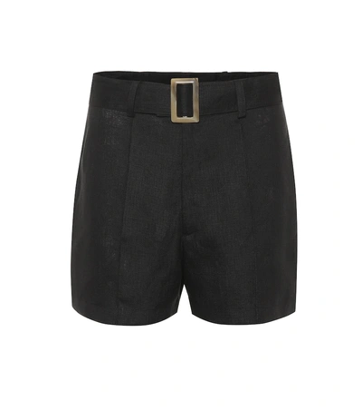 Shop Lisa Marie Fernandez High-rise Linen Shorts In Black