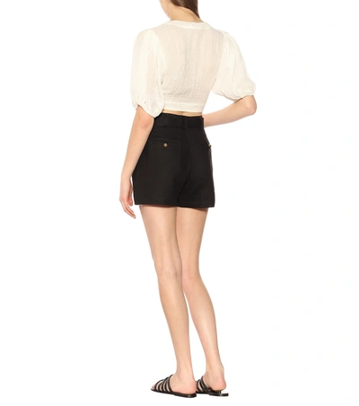 Shop Lisa Marie Fernandez High-rise Linen Shorts In Black