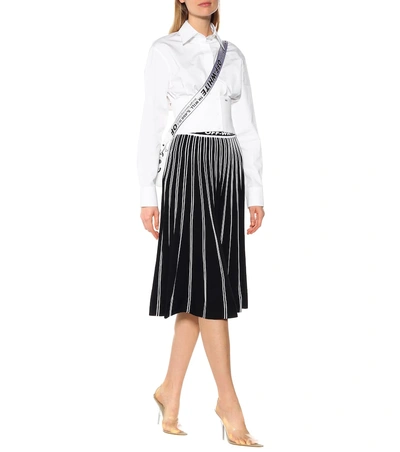 Shop Off-white Pleated Midi Skirt In Black