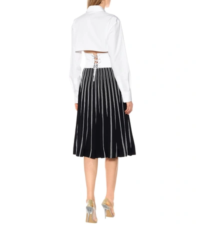 Shop Off-white Pleated Midi Skirt In Black