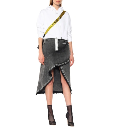 Shop Off-white Asymmterical Denim Skirt In Grey