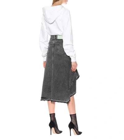 Shop Off-white Asymmterical Denim Skirt In Grey