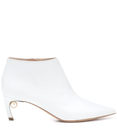 Shop Nicholas Kirkwood Mira Pearl 55mm Leather Ankle Boots In White