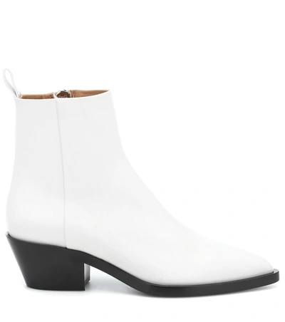 Shop Jil Sander Leather Ankle Boots In White