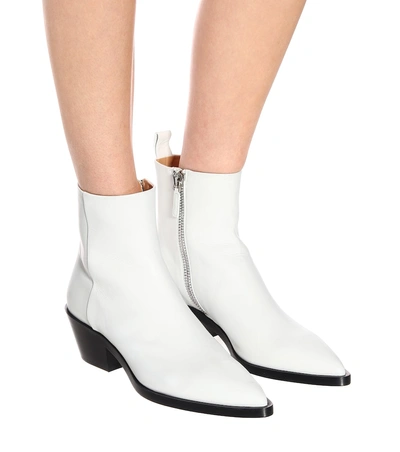 Shop Jil Sander Leather Ankle Boots In White
