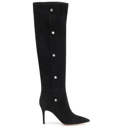 Shop Gianvito Rossi Hazel Embellished Suede Boots In Black