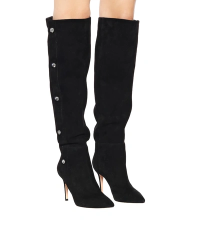 Shop Gianvito Rossi Hazel Embellished Suede Boots In Black