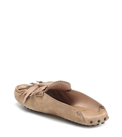 Shop Tod's Suede Mules In Beige