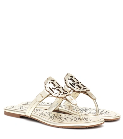 Shop Tory Burch Miller Leather Sandals In Gold