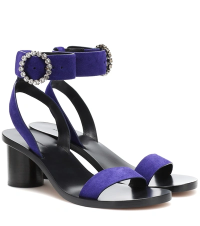 Shop Isabel Marant Jaykee Embellished Suede Sandals In Purple