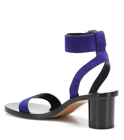 Shop Isabel Marant Jaykee Embellished Suede Sandals In Purple