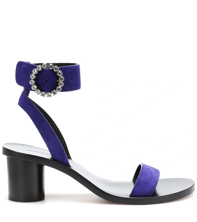 Shop Isabel Marant Jaykee Embellished Suede Sandals In Purple