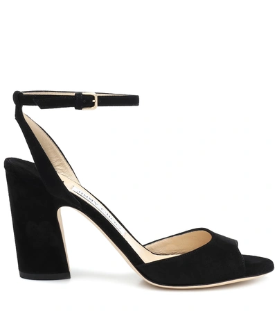 Shop Jimmy Choo Miranda 85 Suede Sandals In Black