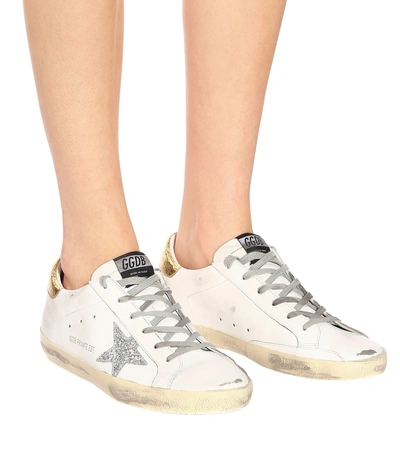 Shop Golden Goose Superstar Leather Sneakers In White