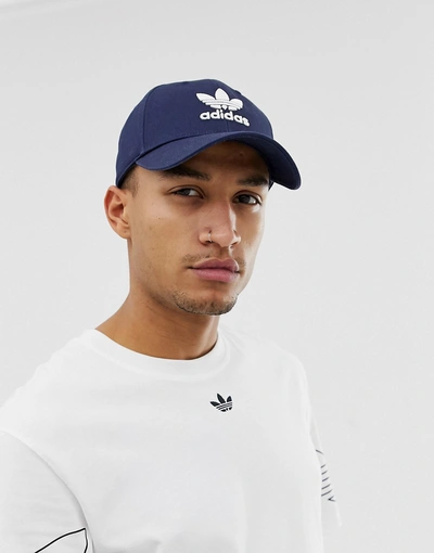 Shop Adidas Originals Trefoil Cap In Navy