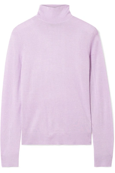 Shop Theory Foundation Silk-blend Turtleneck Sweater In Lilac