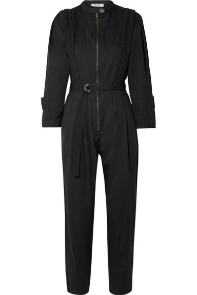 Shop Sea Hemingway Belted Cotton-twill Jumpsuit In Black
