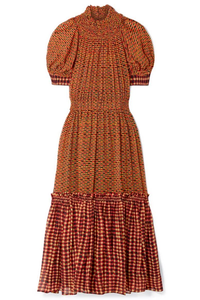 Shop Proenza Schouler Tiered Printed Silk-chiffon Maxi Dress In Orange