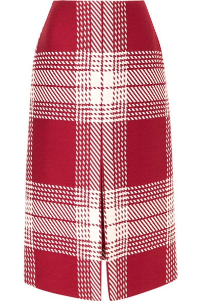 Shop Gabriela Hearst Checked Wool-blend Midi Skirt In Red