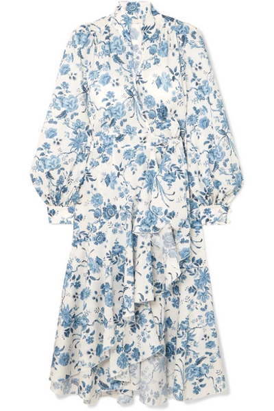 Shop Anna Mason Stella Floral-print Cotton-poplin Wrap Dress