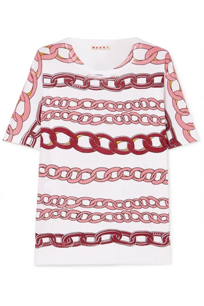 Shop Marni Printed Cotton-jersey T-shirt In Pink