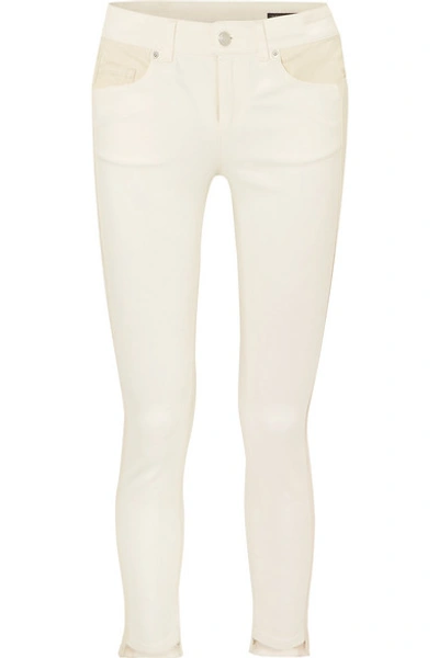 Shop Alexander Mcqueen Paneled High-rise Skinny Jeans In Ecru