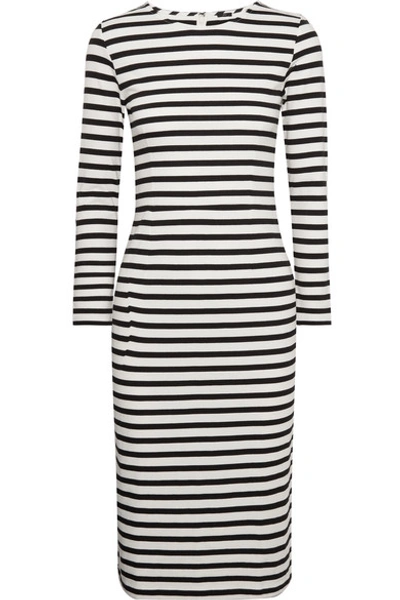 Shop Jcrew Chloe Striped Cotton-jersey Dress In Black