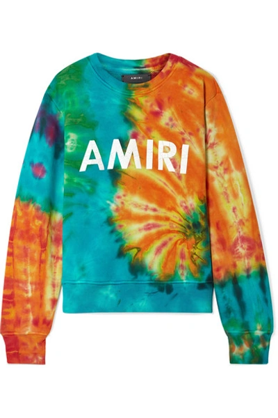 Shop Amiri Printed Tie-dyed Cotton-jersey Sweatshirt In Orange