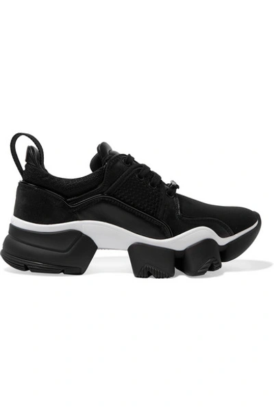 Shop Givenchy Jaw Mesh And Suede-trimmed Leather, Neoprene And Rubber Sneakers In Black